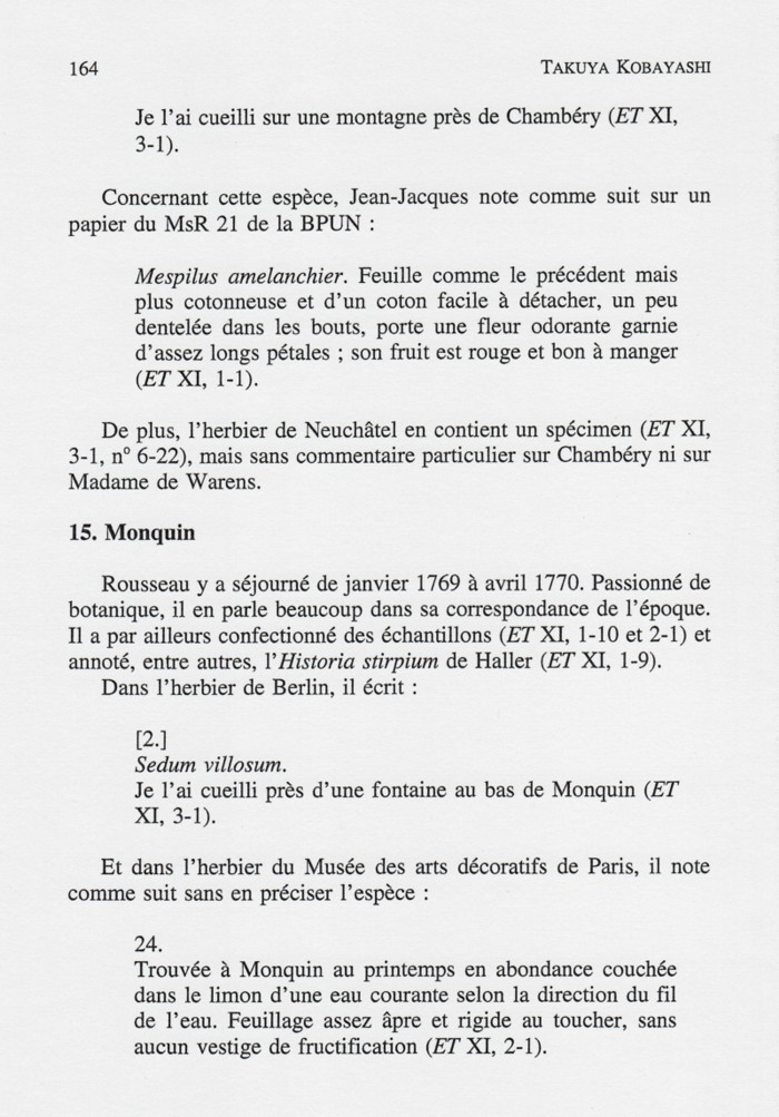 Traces des pérégrinations de Rousseau, p. 164
