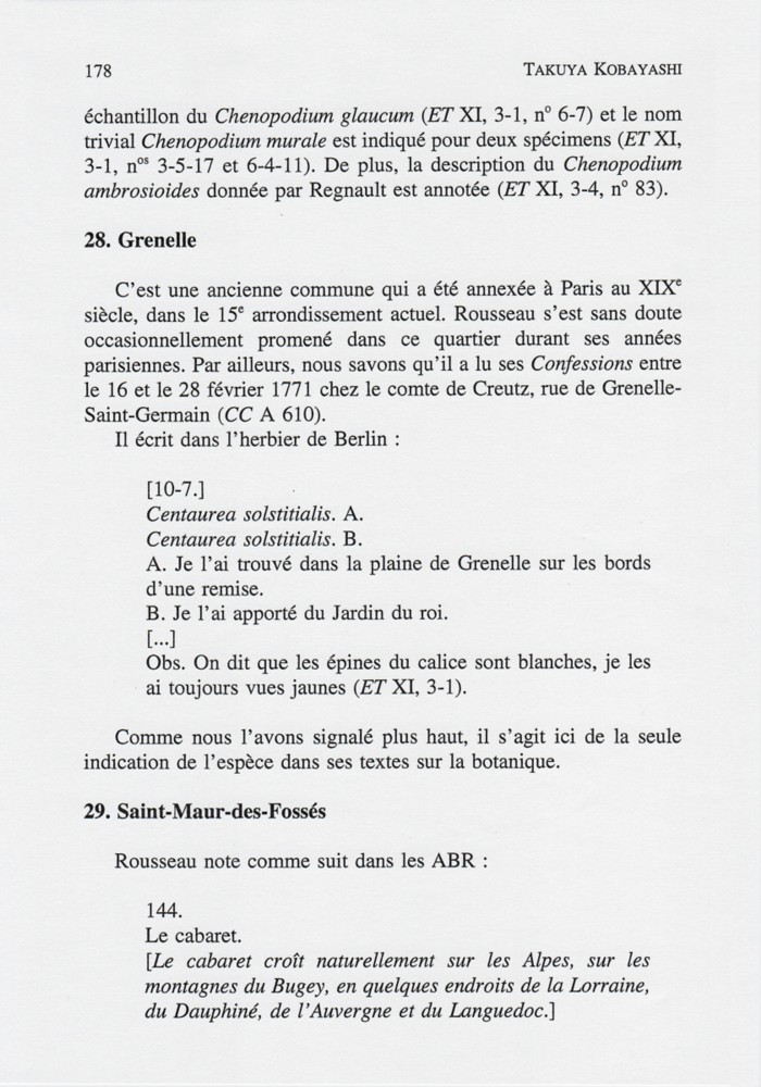 Traces des pérégrinations de Rousseau, p. 178