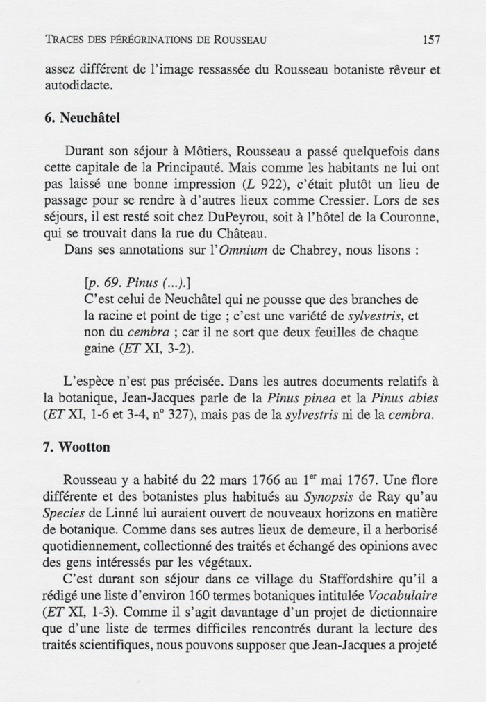 Traces des pérégrinations de Rousseau, p. 157